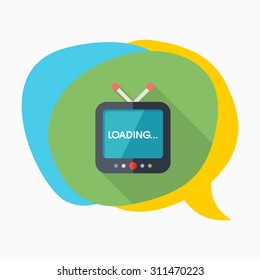 Television icon, vector illustration. Flat design style with long shadow,eps10