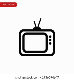 Television icon vector. Simple monitor sign