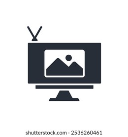 Icono de la televisión. Vector. Trazo editable. signo de estilo lineal para uso Diseño web, logotipo. Ilustración de símbolo.