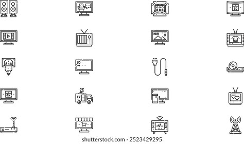 Television icons High-Quality Vector Icons Collection with Editable Stroke. Ideal for Professional and Creative Projects.