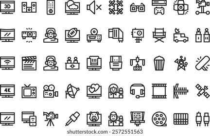 Television icons High-Quality Vector Icons Collection with Editable Stroke. Ideal for Professional and Creative Projects.