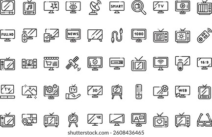 Television icons High-Quality Vector Icons Collection with Editable Stroke. Ideal for Professional and Creative Projects