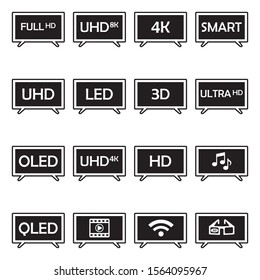 Television Icons. Line With Fill Design. Vector Illustration.