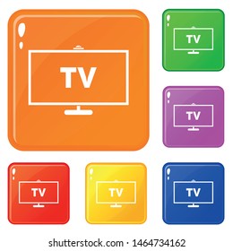 Television icons set collection vector 6 color isolated on white background