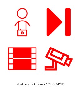 television icons set with forward button for multimedia, video player and video camera vector set