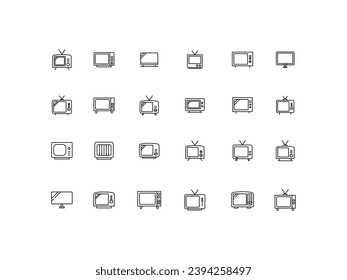 Television icons set. linear style symbols collection, line signs pack. vector graphics. 