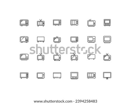 Television icons set. linear style symbols collection, line signs pack. vector graphics. 