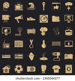 Television icons set. Simple style of 36 television vector icons for web for any design