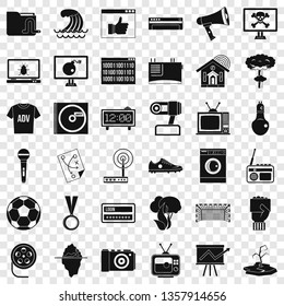 Television icons set. Simple style of 36 television vector icons for web for any design