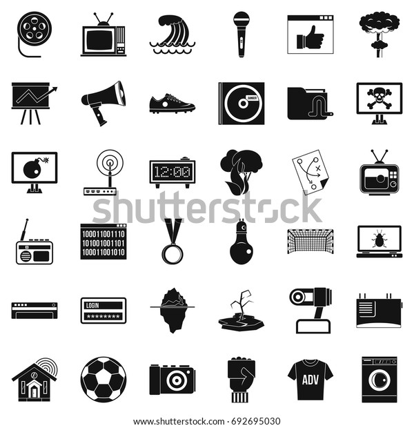 Television icons set. Simple
style of 36 television vector icons for web isolated on white
background