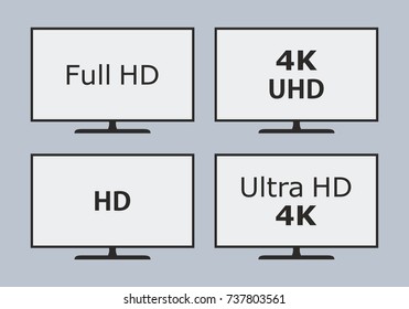 Television icons set. TV vector icons.
Different resolution formats for digital displays.