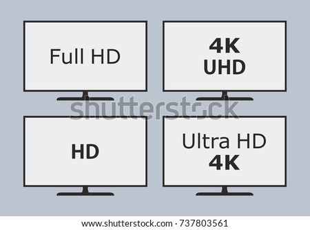 Television icons set. TV vector icons.
Different resolution formats for digital displays.
