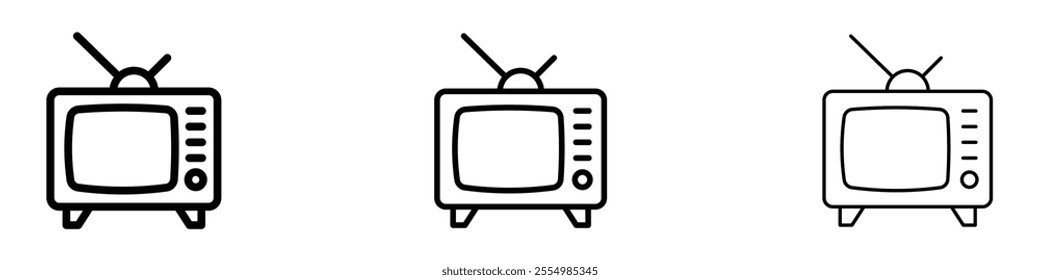 Television icons in tree different stroke sizes
