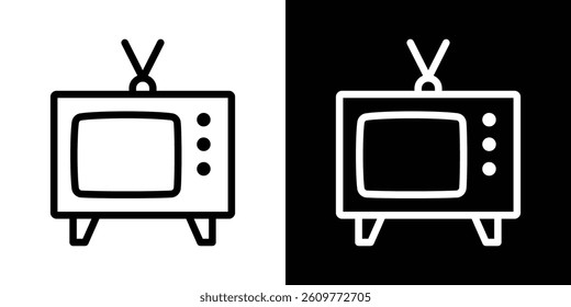 Television icons vector set in stroke line style