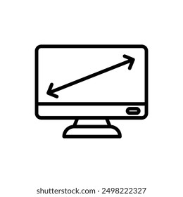 Ilustración vectorial de icono de contorno de pulgada de televisión