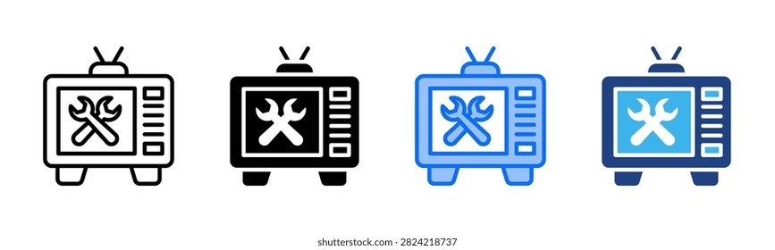 Television Installation icon set multiple style collection