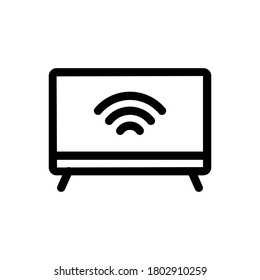 Vector de contorno de icono de televisión (Internet de las cosas). aislado en fondo blanco 