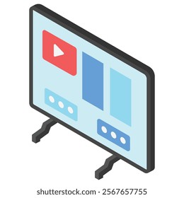 Television isometric 3d, Vector EPS 10 for print, digital UI, UX kit, web, app for business, electronic, smart home, technology