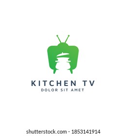 television and kitchen negative space logo design