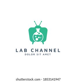 television and lab negative space logo design