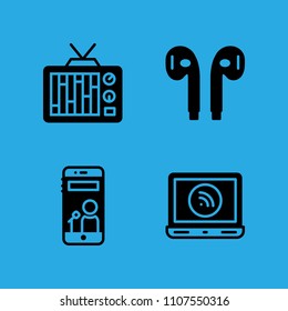 television, laptop, smartphone and earphones icons vector in sample icon set for web and graphic design