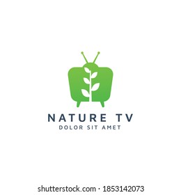 diseño del logotipo del espacio negativo de la televisión y la hoja