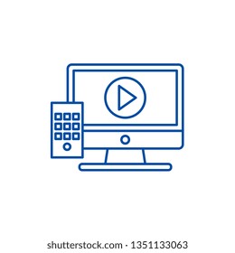 Television line icon concept. Television flat  vector symbol, sign, outline illustration.