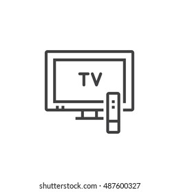 television line icon, outline tv vector logo illustration, linear pictogram isolated on white