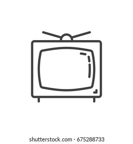 Television line icon, outline vector sign, linear style pictogram isolated on white. Old tv symbol, logo illustration. Editable stroke. Pixel perfect graphics