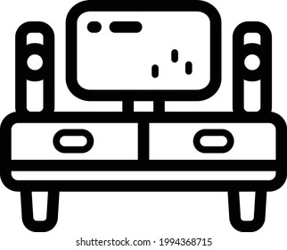 Television line icon - vector