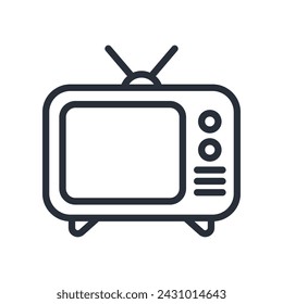 Television line icon vector isolated on white background.