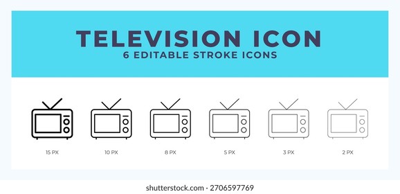 Ícone de linha de televisão. Símbolo de ícone de vetor. Ilustração do logotipo. Ícone de linha editável.