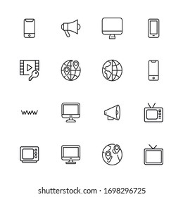 television line icons set. Stroke vector elements for trendy design. Simple pictograms for mobile concept and web apps. Vector line icons isolated on a white background. 