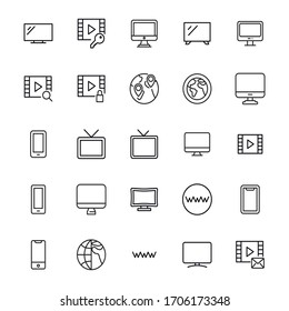 television line icons set. Stroke vector elements for trendy design. Simple pictograms for mobile concept and web apps. Vector line icons isolated on a white background. 