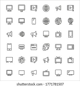 television line icons set. Stroke vector elements for trendy design. Simple pictograms for mobile concept and web apps. Vector line icons isolated on a white background. 