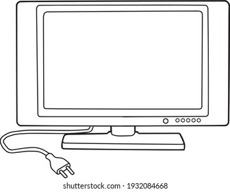 ilustración vectorial de línea de televisión, libro de coloración de televisión