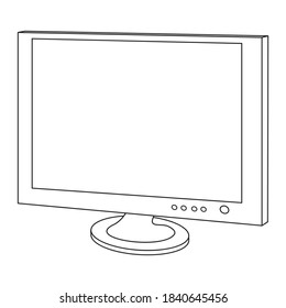 ilustración vectorial de línea de televisión, aislada en fondo blanco, vista superior