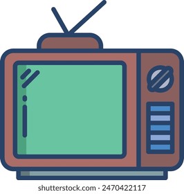 Ilustración vectorial de color lineal de televisión