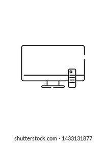 Television linedrawing icon vector for hotel apartment building sign/symbol