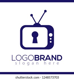 Television lock key logo icon vector template
