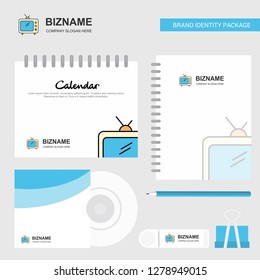Television  Logo, Calendar Template, CD Cover, Diary and USB Brand Stationary Package Design Vector Template