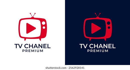 Television Logo Design Vector Template. Play Tv Logo Design. TV Channel, Video, Television Iconic Logo. Vector Logo Design of Television, Channel, Online, Streaming, Live, Modern.