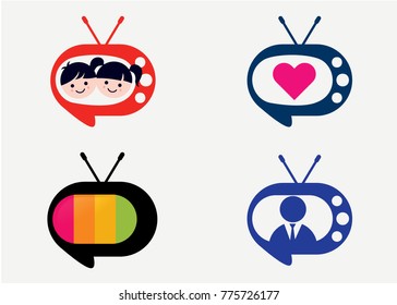 Television Logo Set Template Design Vector, Emblem, Design Concept, Creative Symbol, Icon