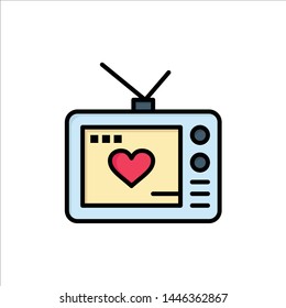 Television, Love, Valentine, Movie  Flat Color Icon. Vector icon banner Template