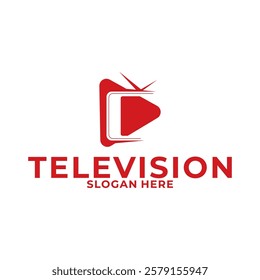 Television and Media Play logo design vector. TV or Television channel logo design template