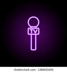 television microphone neon icon. Elements of media, press set. Simple icon for websites, web design, mobile app, info graphics