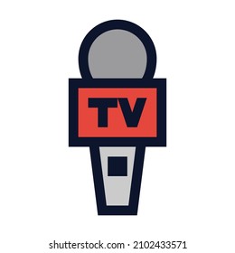 Fernsehmikrofon Einfaches Vektorfarbsymbol.