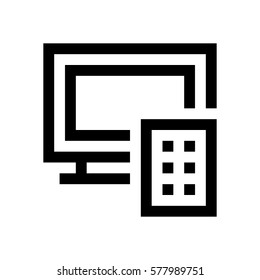 Television mini line, icon, background and graphic. The icon is black and white, linear  flat, vector, pixel perfect, minimal, suitable for web and print. 