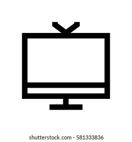 Television mini line, icon, background and graphic. The icon is black and white, linear  flat, vector, pixel perfect, minimal, suitable for web and print. 