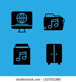 television, music folder, music album and closet icons vector in sample icon set for web and graphic design